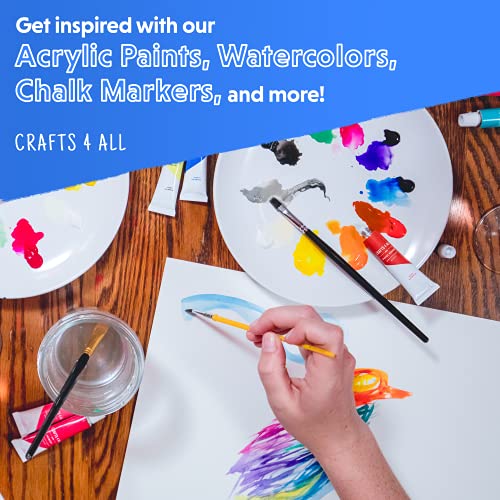 Crafts 4 All Acrylic Paint Brushes - Pack of 10 Professional, Wide and Fine Tip, Nylon Hair Artist Paintbrushes - Paintbrush Bulk Set for Watercolor, Crafts 4 All