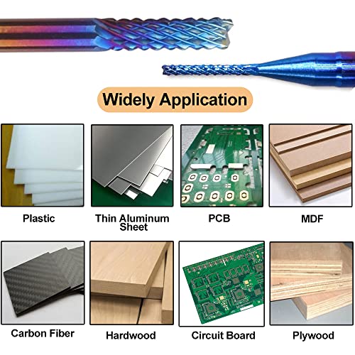 ASNOMY 20pcs End Mills CNC Spiral Router Bits, 1/8" Shank CNC Cutter Milling Carving Bit Set, Nano Blue Coat CNC End Mill Bits, Cutting ASNOMY