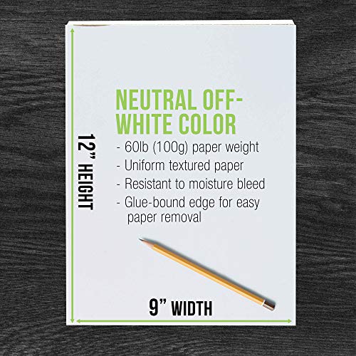 U.S. Art Supply 9" x 12" Premium Drawing Paper Pad, Pack of 2, 50 Sheets Each, 60lb (100gsm) - Artist Sketch Mixed Media Paper, Acid-Free - Graphite US Art Supply