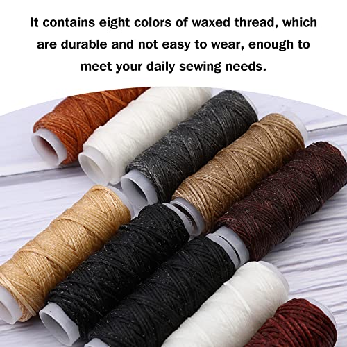 Yizzvb 46Pcs Leather Stitching Sewing Kit, Leather Sewing Tool Kit with 4mm Lacing Stitching Chisel, Waxed Thread and Large-Eye Stitching Needles for Yizzvb