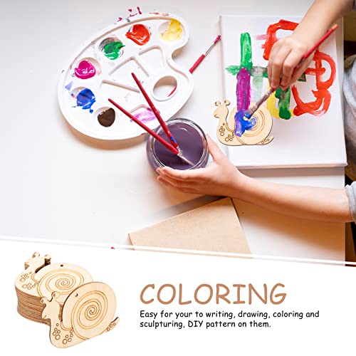 EXCEART Unfinished Wooden Snail Cutouts: 50 Sets Blank Wood Sail Shaped Pieces Insect Animal Life Model with Hemp Ropes for Home Decor Ornament DIY EXCEART