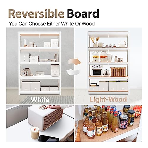 HOMEDANT House Z-Beam White 48" Wide Heavy Duty Garage Storage Shelving Adjustable 5-Tier Metal Shelves Laminated Organization Shelf Industrial HOMEDANT