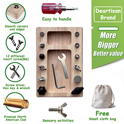 Montessori Screwdriver Board Set, Real 17 Pcs & 12 Holes Fine Motor Skills 3 4 5 +Kids Patience Basic Life Skill Educational Wooden STEM Toys for Deartisan