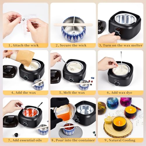 DANIAU Candle Making Kit for Adults, Digital Wax Melt Warmer DIY Starter Candle Making Supplies (Full Kits) DANIAU