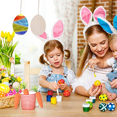 PartyKindom 20pcs Wood Easter Egg Wood Craft Ornaments Unfinished Wood Cutout Easter Eggs for Kids Egg Wood DIY Crafts Cutouts Eggs Shape Wood PartyKindom