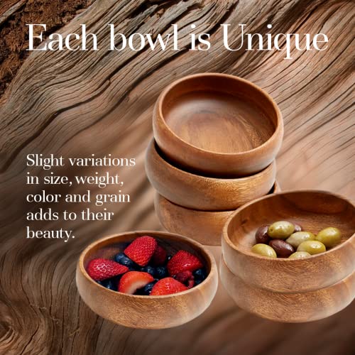 Woodard & Charles Acacia Wood Snack Serving Bowl, Set of 4, 6" x 2" (Set of 6) Woodard & Charles