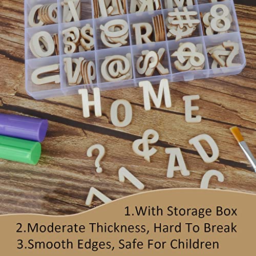 168 Pcs Wooden Letters 1 Inch for Crafts with Storage Box Unfinished Wooden Alphabet Letters Numbers and Symbol Focal20 Small Wood Letters for DIY Focal20