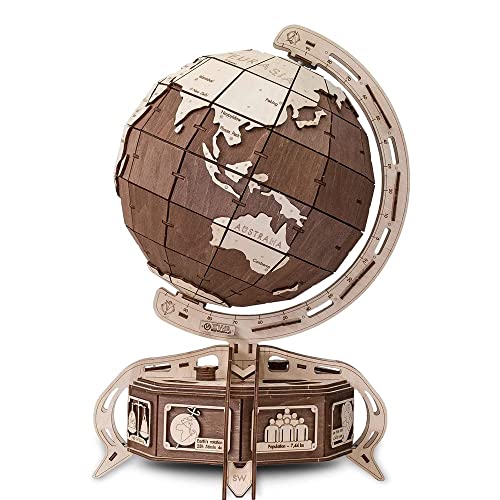 Eco Wood Art 3D Puzzle Globe Brown EWA Eco-Wood-Art