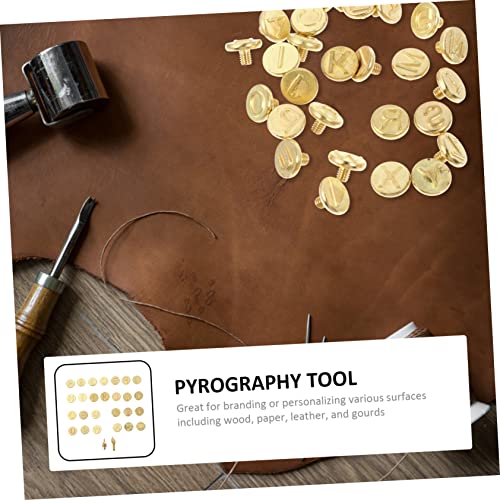 Anneome 1 Set Letter Soldering Iron Embossing Burning Tips Wood Burner Pyrography Letters DIY Tools Wood Burning Letters Letter Stencil DIY Kits Iron Anneome