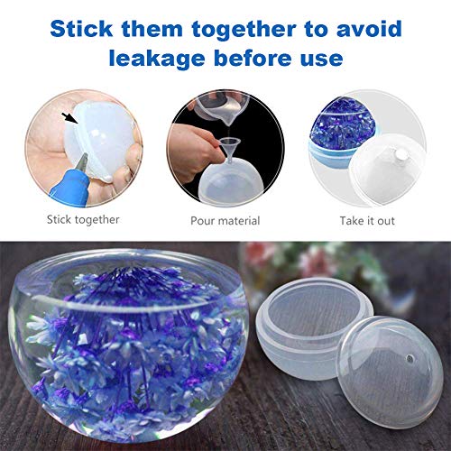 EuTengHao 18Pcs DIY Silicone Resin Casting Molds Tools Set Includes 6 Resin Casting Molds Large Clear Silicone Molds 2 Measurement Cup 10 Wood Sticks EuTengHao