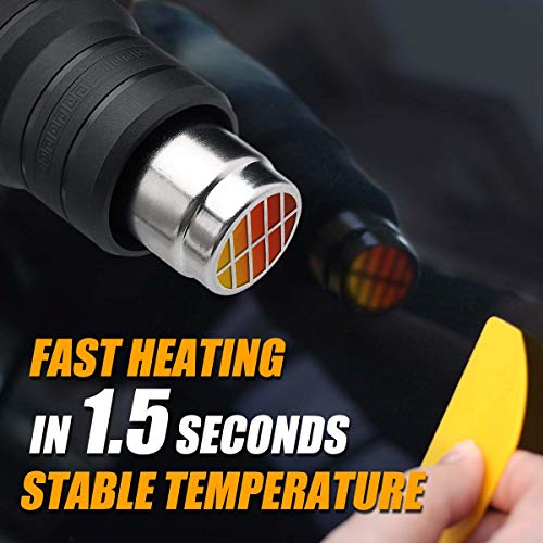 Heat Gun Kit 1500W with Variable Temperature 5 Nozzles, Adjustable Hot Air Gun 122℉-1022℉,Fast Heating for DIY Shrink PVC Tubing/Wrapping/Crafts, XPEOO
