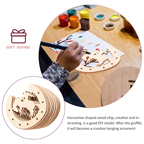 Wood Horseshoe Cutouts 48pcs Wood Discs Slices Horseshoe Shape Unfinished Wooden Cutouts for Christmas Craft DIY Home Decoration Wood Horseshoe EXCEART