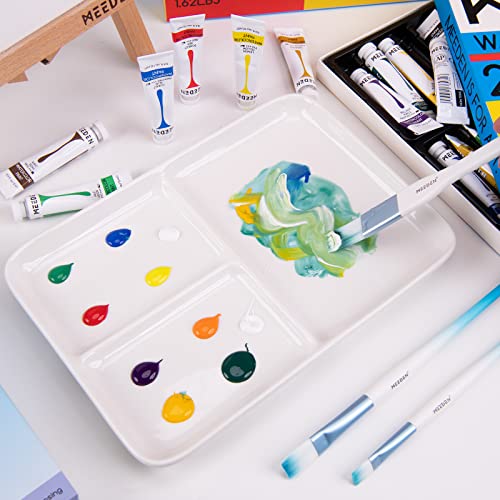 MEEDEN Ceramic Artist Paint Palette, Rectangle Porcelain Watercolor Palette, 10'' × 7'' Ceramic Mixing Tray for Gouache, Watercolor, Acrylic Painting MEEDEN