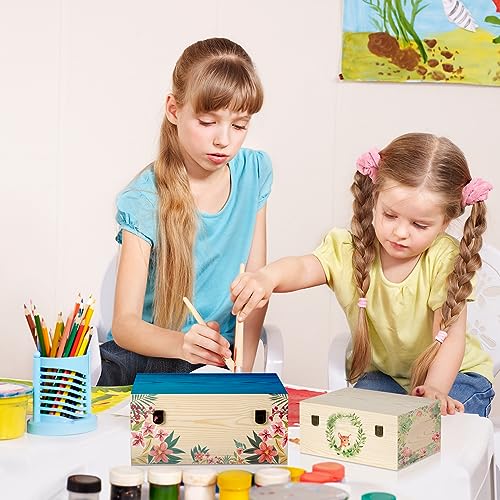 BeNiNat Large Wooden Box 14'' x 10.4'' x 6.5'' Unfinished Wood Box with Hinged Lid Wooden Boxes for Crafts,Storage,DIY, Large Keepsake Box,Wooden BeNiNat