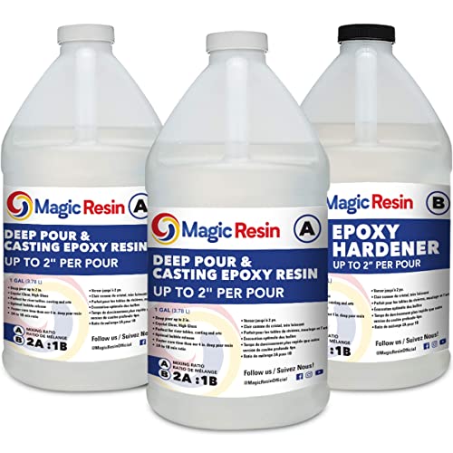Deep Pour Epoxy Resin for River Table | 3 Gallon (11.4 L) | 2'' Deep Pour & Casting Epoxy Resin Kit | Low Odor | for River Tables, Deep Pour, Magic Resin