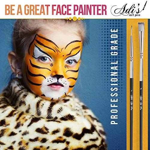 Face Paint Kit for Kids - 58 pcs. Set with Water Based - Quick Dry - Non-Toxic Sensitive Skin Paints - Glitters - Sponge Applicators - Professional ADIS&GUYS ART SUPPLY