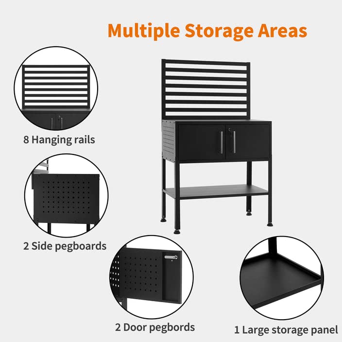 MCombo Metal Workbench for Garage, Adjustable Worktable with Storage Cabinet for Home Office, Basements, Workstation for Home Improvement Bench-81 MCombo