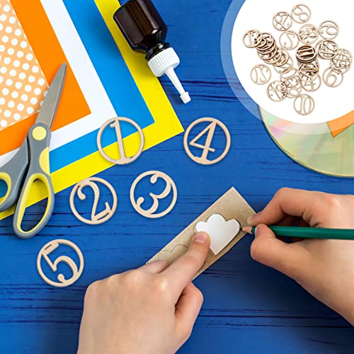 Amosfun 1-30 Wood Number Shape Pieces Embellishment Unfinished Wood Cutouts Ornament for DIY Crafting Ornament Home Decorations 30pcs Amosfun