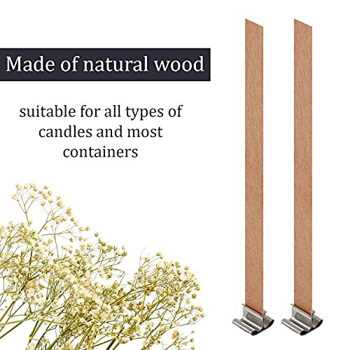 Wooden Wicks for Candle Making - 100pcs Candle Wicks for Soy Wax with Metal Clips at Base - Cracking Wood Wicks for Candles Making Home Décor Candle LIBERHAUS