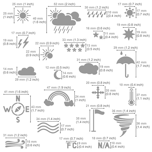 Aleks Melnyk #14 Metal Journal Stencil, Weather Forecast, Rain Drop, Umbrella, Stainless Steel Stencil 1 PCS, Template Craft Wood Burning, Patterns, - WoodArtSupply