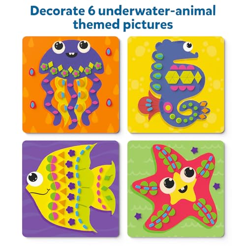 Skillmatics Art Activity - Fun with Foam Underwater Animals, No Mess Sticker Art for Kids, Craft Kits, DIY Activity, Gifts for Boys & Girls Ages 3, Skillmatics