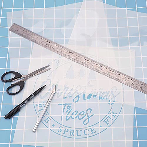 16 Pack 6 Mil Clear Mylar Stencil Sheets, 12" x 12" Blank Reusable Plastic Template Sheets for Cricut, Laser Cutting, Gyro-Cut Tool Template Material Sakola