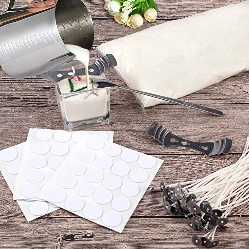 Candle Making Kit Supplies,DIY Craft Tools Including Candle Make Pouring Pot, Sticker, 3-Hole Wicks Holder, Natural Soy Wax and Spoon DINGPAI