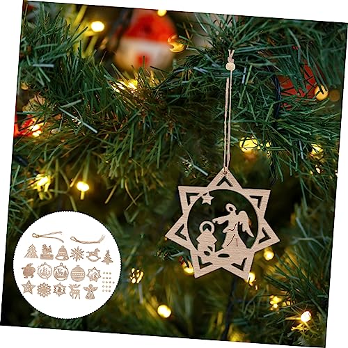 Artibetter 1 Set Christmas Decoration Pendant Unfinished Christmas Shapes Wooden Christmas Cutout Nativity Decor House Decorations for Home DIY Craft ARTIBETTER