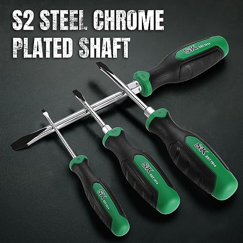 SK 6-Piece Slotted Screwdriver Set, Magnetic Screwdriver Set, S2 Steel, SureGrip Handle SK