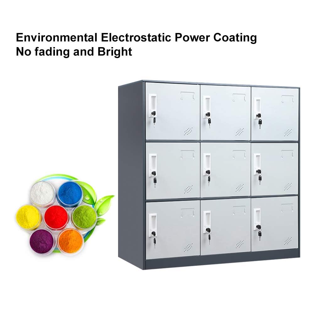 LINGZOE 9 Door Metal Storage Locker Cabinet for Employees,Steel Cabinet to Storage Toys, Shoes and Clothes,Locker Organizer for Gym Office Bedroom LINGZOE