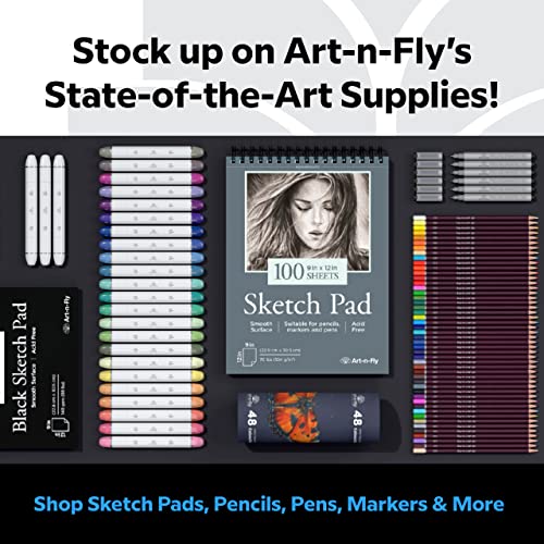 Art-n-Fly Ultra Fine Tip 003 Black Inking Pens 3 Pack with Waterproof Archival Ink Pen Fineliner - No Bleed Fine Point Pens for Bullet Journaling, Art-n-Fly