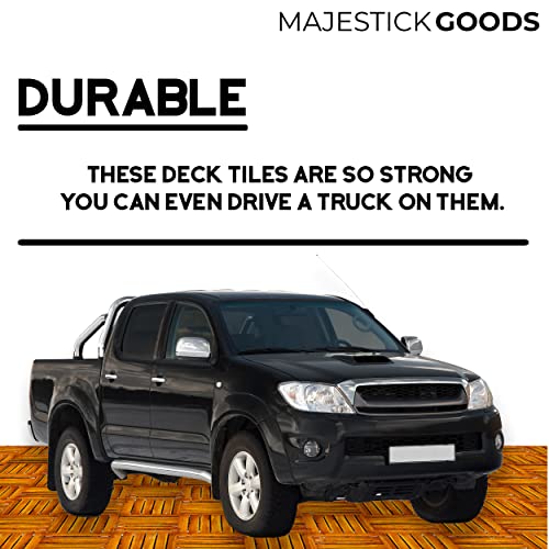 Interlocking Deck Tiles 8 Pack - Snap Together Wood Flooring | 12 x Acacia Hardwood Outdoor for Patio Click Floor Decking Tile Outdoors Balcony Majestick Goods