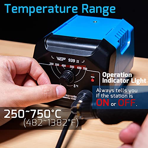 WEP 939-II Pyrography Station Wood Burning Kit 32-IN-1 with 20 Wood Burner Tips Comfort Pen with 2 Letter Number Stencils, 2 Unfinished Wood, 1 Pen WEP