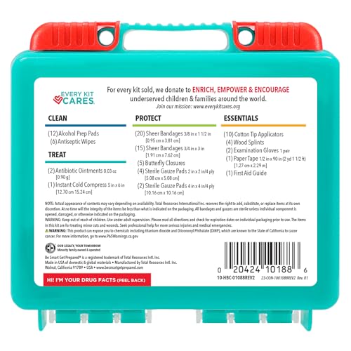 Be Smart Get Prepared 85 Piece First Aid Kit: Clean, Treat, Protect Minor Cuts, Scrapes. Home, Office, Car, School, Business, Travel, Emergency,