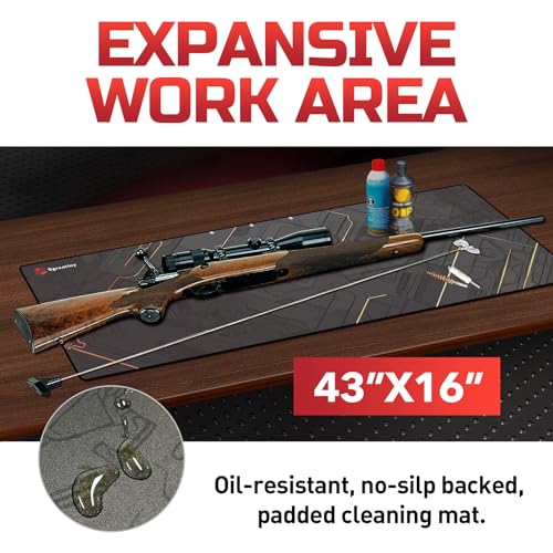 Sgreatiny 43"x 16" Large Gun Cleaning Mat,Work mat,Double Thickness Anti Slip Pads,Table-gripping Gunsmith Mat,Protective Workbench Sgreatiny