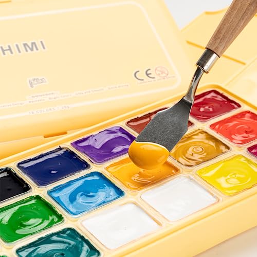 HIMI Gouache Paints Set, 18 Colors, 30g, jelly gouache paint set, Non Toxic Paint for Canvas and Paper, Art Supplies for Professionals, and More HIMI