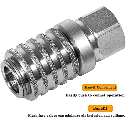 PD242 Series PD Steel Test Port Quick Coupler for Diagnostic Equipment Internal Pipe with Female Pipe Thread, 1/8" Body Size, 1/4"-18 NPTF Thread VISVIC
