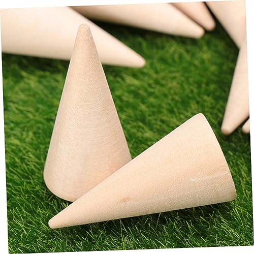 ABOOFAN 60 Pcs Diy Cone Wood Cone Jewelry Holder Unfinished Christmas Tree Cone Wood Jewelry Organizer Ring Cone Holder Wood Ring Wooden Toy Jewelry ABOOFAN