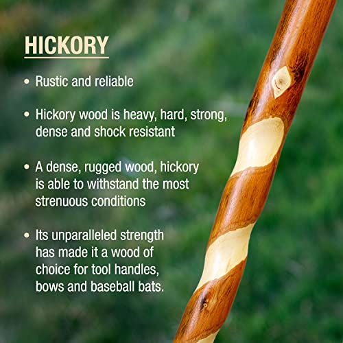 Brazos Rustic Wood Walking Cane, Twisted Hickory, Traditional Style Handle, for Men & Women, Made in the USA, 37" Brazos