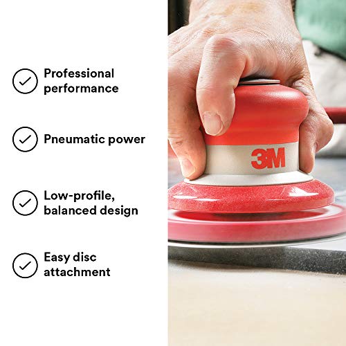 3M Random Orbital Sander – Pneumatic Palm Sander – 6” x 3/16” Diam. Orbit – Stikit Disc Pad – For Wood, Composites, Metal – Original Series Cubitron