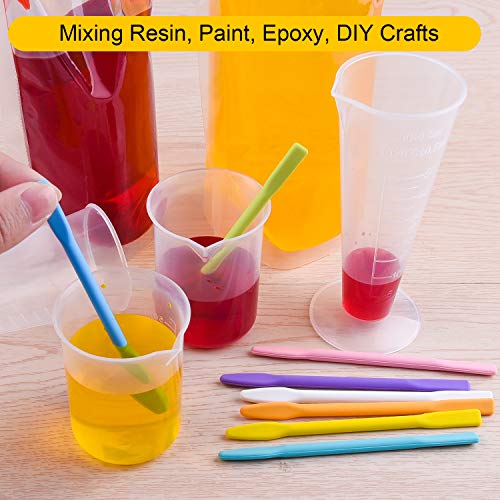 FEPITO Silicone Stir Sticks Kit Includes 9 Pcs Silicone Stir Sticks 4 Pcs Silicone Epoxy Brushes 2 Pcs Silicone Spatula for Mixing Resin, Paint, FEPITO