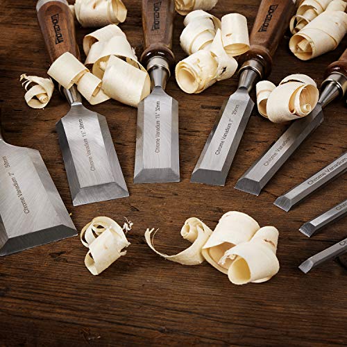 IMOTECHOM 10-Pieces Woodworking Wood Chisel Set with Wooden Box, Honing Guide, Sharpening Stone, Razor Sharp CR-V 60 Steel Blades IMOTECHOM