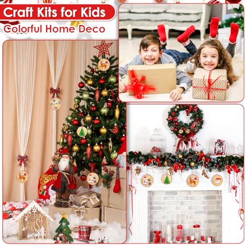 MAPVOLUT Christmas Wooden Arts and Crafts Kits for Kids, Arts & Crafts Gifts for Boys Girls Wooden Painting Kit Wood Slice Creative Activities Kits MAPVOLUT