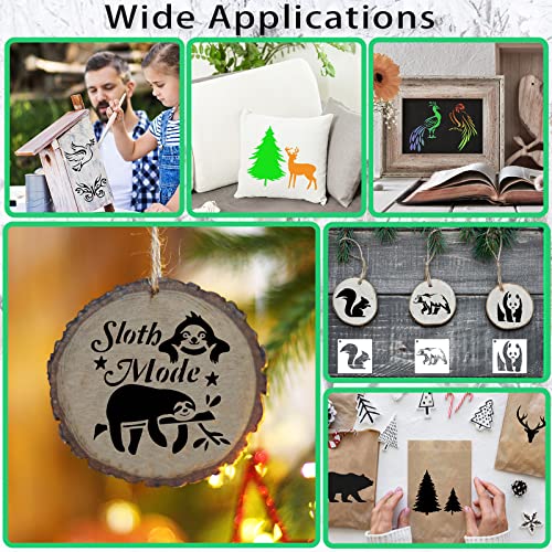 80 Pcs Stencils for Painting on Wood, Reusable Animal Stencils Deer Stencils Bear Plastic Stencils Mountain Fox Stencil DIY Craft Template Paint DZXCYZ