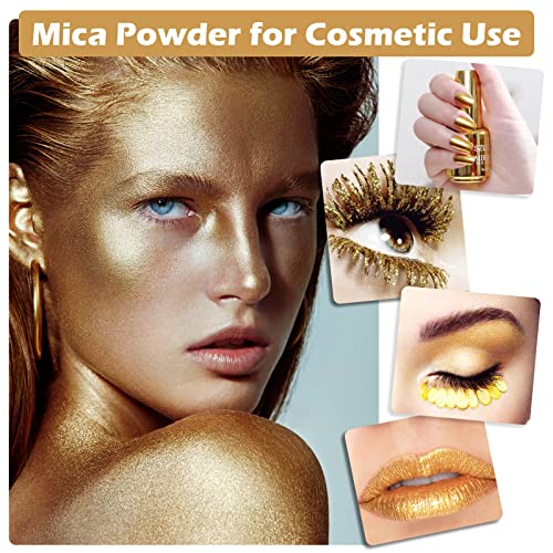 HTVRONT Gold Mica Powder for Epoxy Resin - 3.5 oz (100g) Nature Epoxy Resin Pigment Powder, Non-Toxic & Easy to Mix Mica Powder for Candle Making, HTVRONT