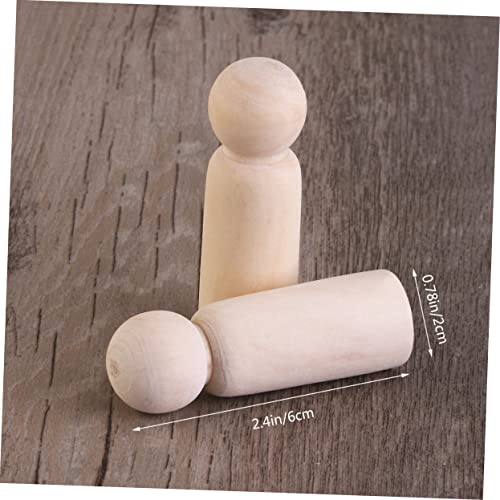 EXCEART 20 Pcs Wooden Peg Doll Peg People Kit Unfinished Wooden Figurines Wooden Peg Figures Wood Doll Figures Peg Dolls DIY Blank Peg People Blank EXCEART