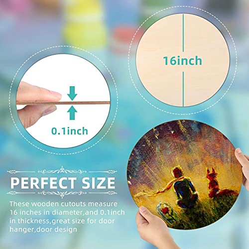 16 Inch Round Wood Circles Unfinished Round Wood Cutouts for Crafts, Door Hanger Painting and Wood Burning (8 Pieces) Jetec