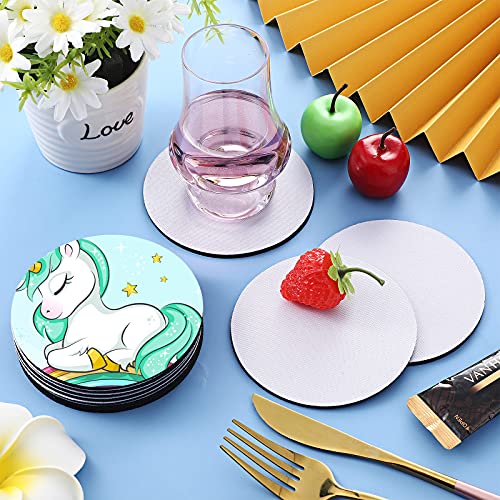 Round Sublimation Blank Coasters, Circle Cup Mat, Heat Transfer Rubber Coaster, Heat Press Cup Coaster, 4 Inches (16 Pieces) Geiserailie