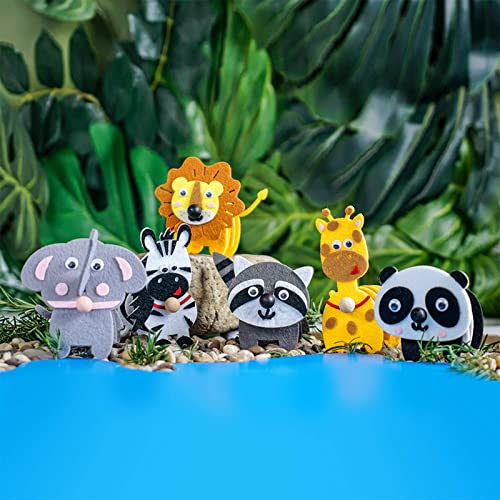 Animals Craft Kit - Educational Toys for Kids, Felt Craft Kit Including 6 Wild Friends, Elephant Zebra Panda Lion Raccoon Giraffe, DIY Activity Coola