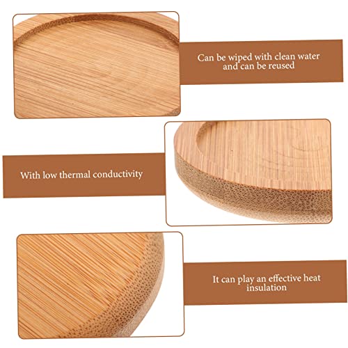 Zerodeko 6pcs Bamboo Coasters Teacup Coasters Blank Coasters Wooden Coasters for Drinks Table Top Tripod Beer Saucers Hot Drinks Pads Round Cup Mat Zerodeko